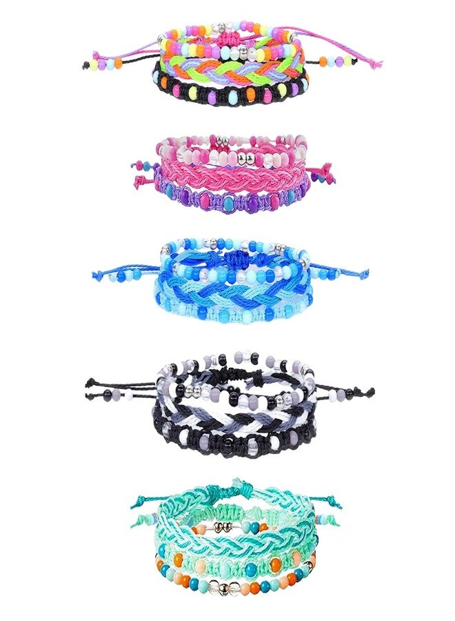 YANMIN 15pcs Braided Beaded Friendship Bracelets for Teens Girls Handmade Stackable Woven Cute Girls Bracelets Teenager Pinata Goody Bag Stocking Stuffers Tween Birthday Valentine's Day Party Favors - Image 1
